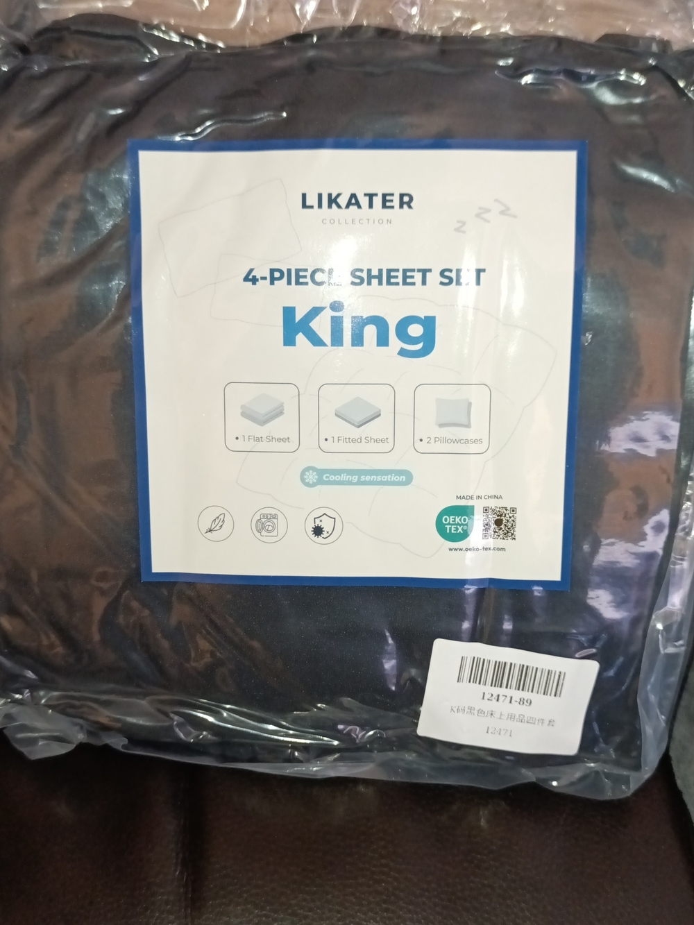 King 4-Piece Sheet Set in Black New